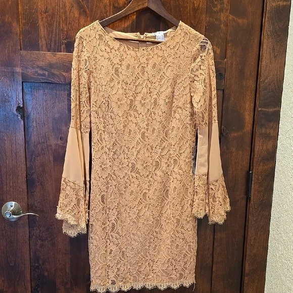 Venus Lace Sheath Bodycon Dress with Bell Sleeves sz 10 NWT - Picture 4 of 16
